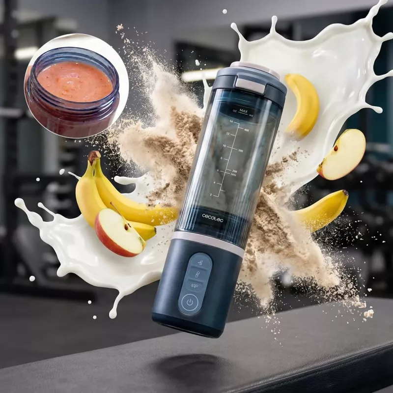 Cecotec Power Titanium Shake2Go Tragbarer Mixer, 180 W, BPA-freier Behälter, 0,6 L, Lagoon