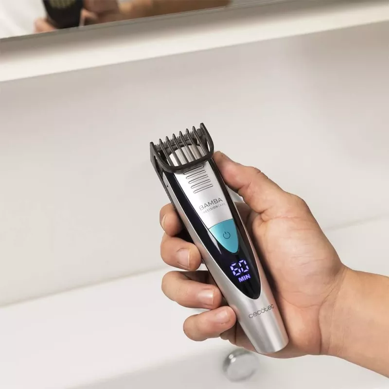 Cecotec PrecisionCare Pro 5-in-1 Kabelloser Nass- & Trockentrimmer, 13 Längenstufen, Schwarz/Silber