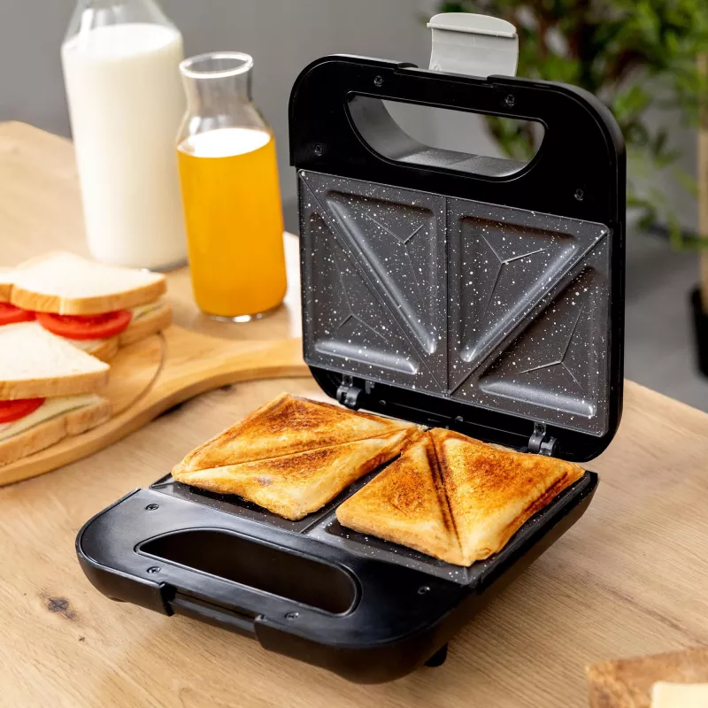 CECOTEC Rock'nToast Classic+ Sandwich Maker (Edelstahl/Schwarz, 800 W, für 2 Personen)
