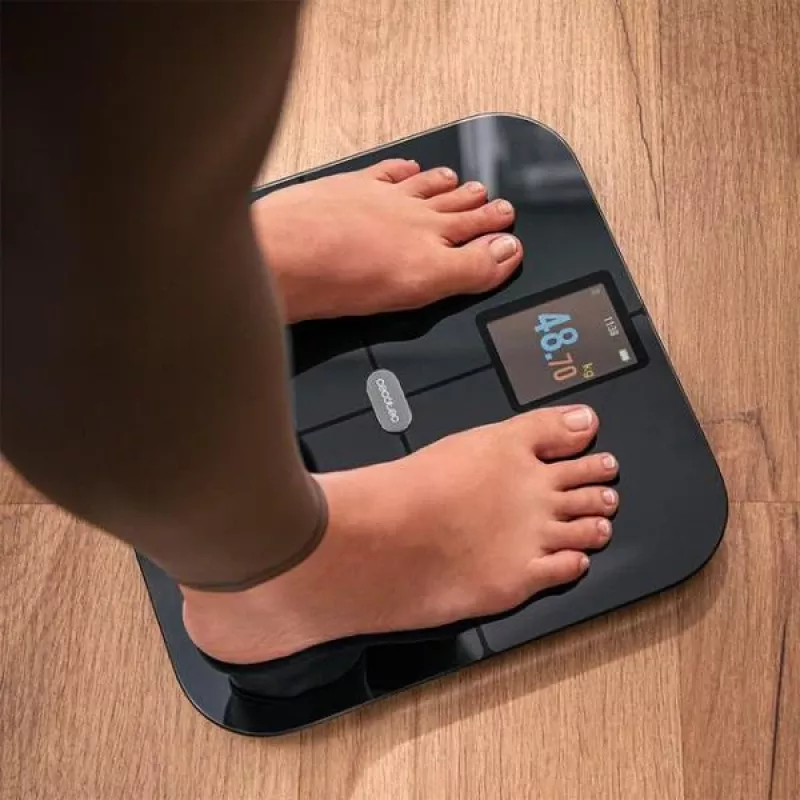 Cecotec Surface Precision HealthySmart Personenwaage mit BMI- und Körperanalyse, 180 kg Kapazität, Bluetooth, Schwarz