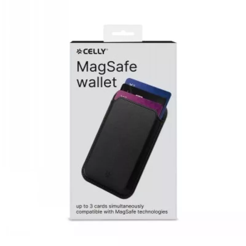 CELLY MAGWALLETBK MagSafe Magnetische Geldbörse mit RFID-Blockierung, Schwarz