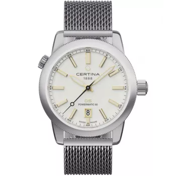 CERTINA DS Action Diver Herren Automatikuhr 43mm Silbernes Zifferblatt Graues NATO-Band C041407190310