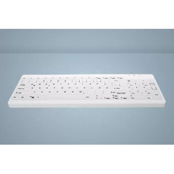 CHERRY Contour Active Key QuickClean AK-C7012 Kabelgebundene Tastatur, Schwarz, QWERTY, USB, CHERRY SX Scissor Technology, 105 Tasten, Slim Design, desinfizierbare Oberfläche