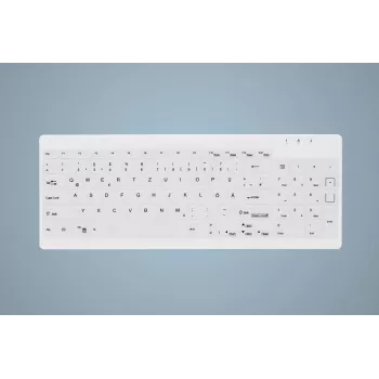 CHERRY Contour Active Key QuickClean AK-C7012 Kabelgebundene Tastatur, Schwarz, QWERTY, USB, CHERRY SX Scissor Technology, 105 Tasten, Slim Design, desinfizierbare Oberfläche