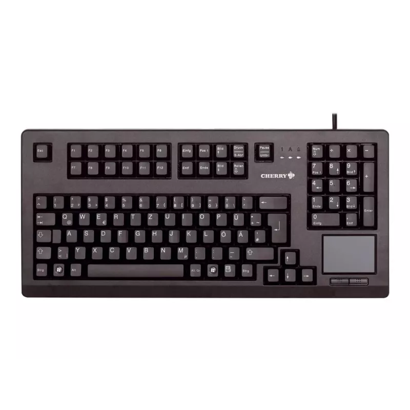 CHERRY MX11900 TouchBoard Kompakte mechanische Tastatur mit Trackball, USB, US-QWERTY, Schwarz