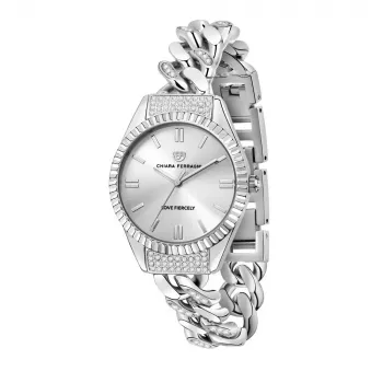 Chiara Ferragni Damen R1953104502 Quarz Analog Uhr 34 mm Silber Edelstahl Milanaise Armband