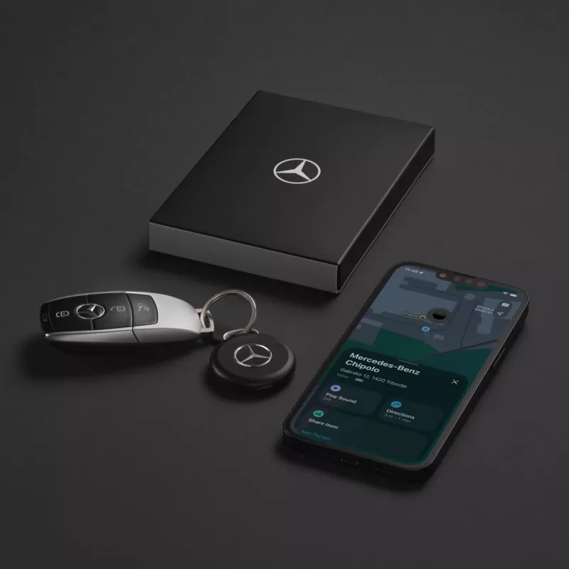 Chipolo LOOP Mercedes – Wiederaufladbarer Bluetooth-Tracker mit Silikonschlaufe für iOS & Android, Schwarz