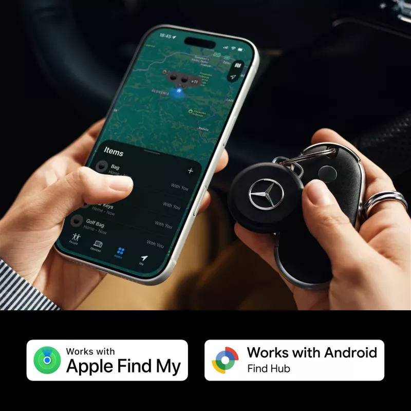 Chipolo LOOP Mercedes – Wiederaufladbarer Bluetooth-Tracker mit Silikonschlaufe für iOS & Android, Schwarz