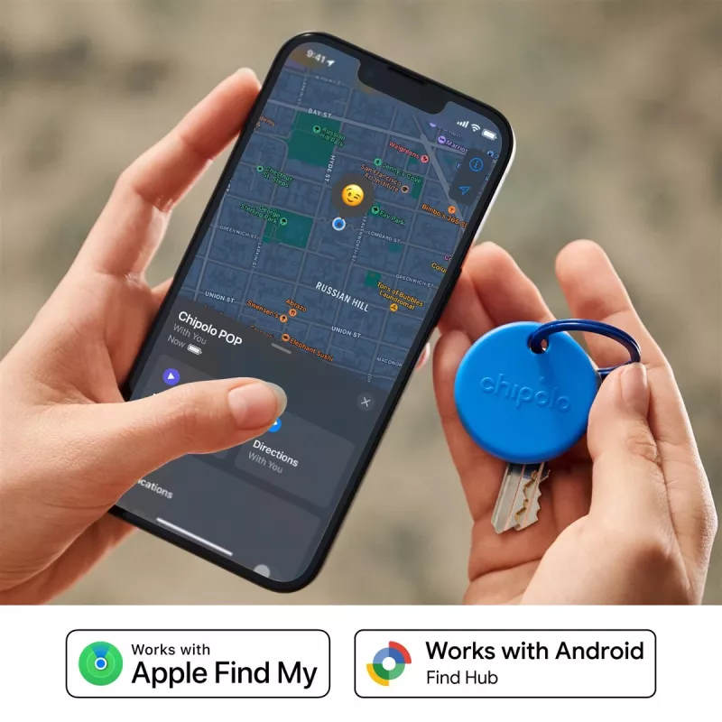 Chipolo POP – Bluetooth Tracker mit austauschbarer Batterie für iOS & Android, 4er-Pack - Schwarz, Weiß, Rot, Blau