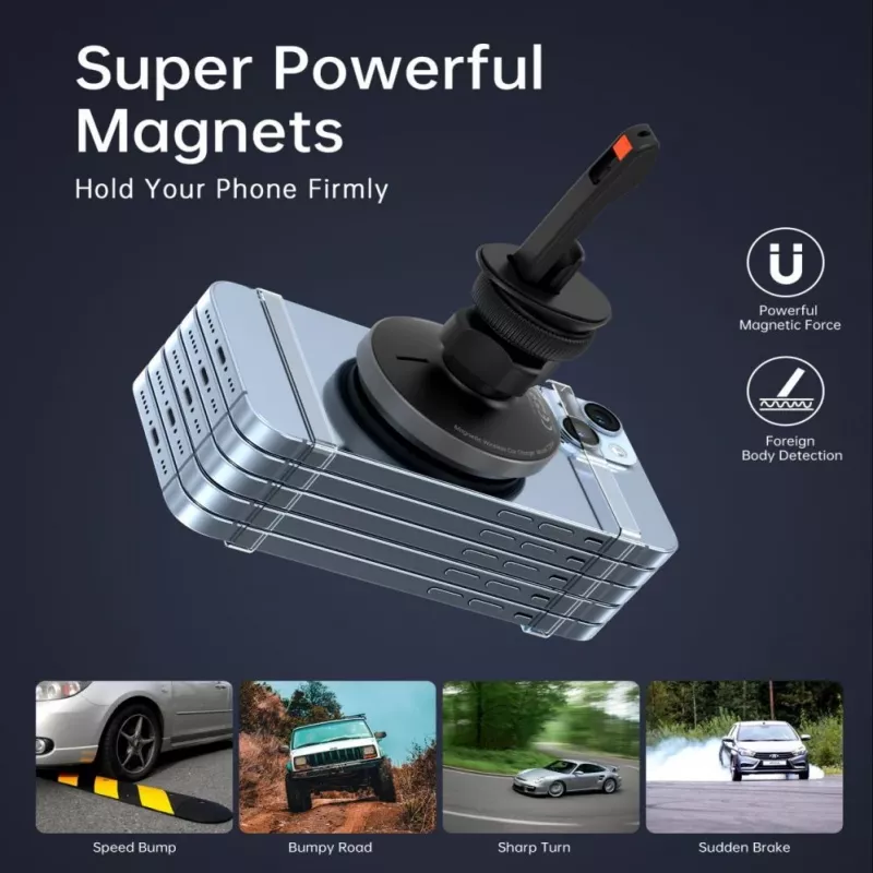 CHOETECH T204-F Magnetischer Auto-Halter mit 15W kabellosem Laden - Schwarz
