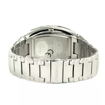 CHRONOTECH CT7065M-02M Herren Analog Quarz Uhr 36mm Edelstahl Schwarzes Zifferblatt Silbernes Armband