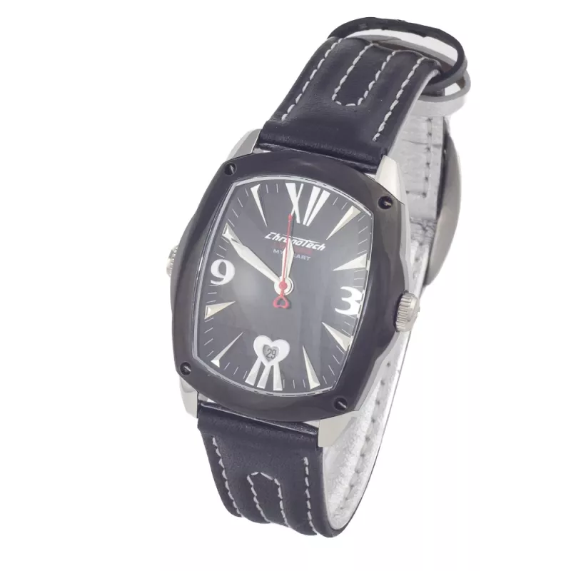 CHRONOTECH CT7696L-12 Prisma Unisex Quarz Uhr 34 mm Weißes Zifferblatt Weißes Lederarmband
