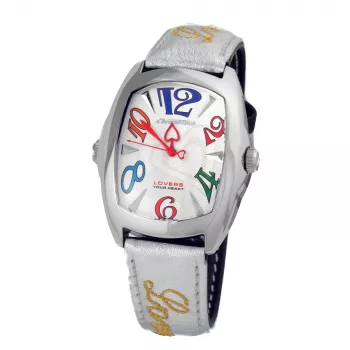 CHRONOTECH CT7696L-12 Prisma Unisex Quarz Uhr 34 mm Weißes Zifferblatt Weißes Lederarmband