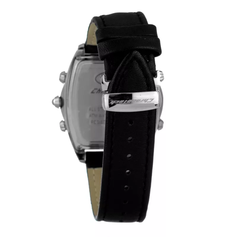 CHRONOTECH MAN CT7677M-02 Analog-Quarzuhr 45mm schwarzes Zifferblatt Lederarmband