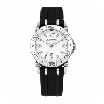 CHRONOTECH Herren RW0038 Analog Quarzuhr 39mm Edelstahlgehäuse Schwarzes Zifferblatt Schwarzes Lederarmband