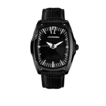 CHRONOTECH Herrenuhr CT7219M03 40mm Analog Quarz Edelstahl Schwarzes Zifferblatt Lederarmband