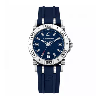 CHRONOTECH Herrenuhr RW0039 39mm Edelstahl Analog Quarz Schwarzes Zifferblatt Lederarmband