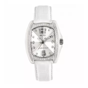Chronotech Damenuhr RW0002 Analog Quarz 35mm Weißes Leder
