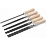 CIMCO 206806 5-teiliges Präzisions-Feilenset mit ergonomischen Bi-Material-Griffen, 200 mm Feilenblatt, Schlichtfeile, im Roll-Etui