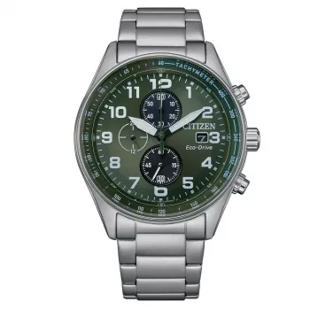 CITIZEN Eco-Drive Chronograph Uhr CA0770-72X 43mm Edelstahl grünes Zifferblatt Herren