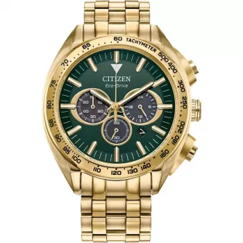 CITIZEN Eco-Drive Chronograph Uhr CA4542-59X 43mm Edelstahl Grünes Zifferblatt