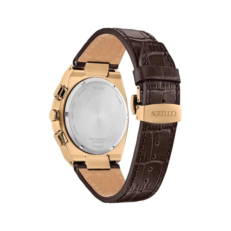 CITIZEN Eco-Drive Chronograph Uhr CA4583-01E 43mm braunes Leder