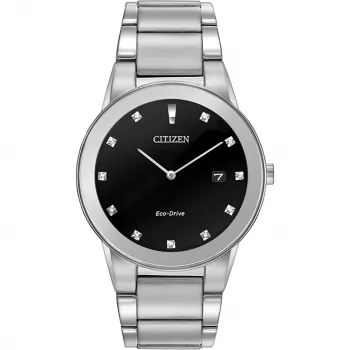 CITIZEN Eco-Drive Herrenuhr AU1060-51G 40mm Edelstahl schwarzes Zifferblatt