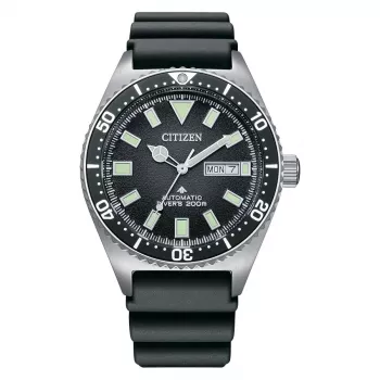 CITIZEN Herren Automatische Taucheruhr NY0120-01E 41mm Schwarzes Zifferblatt Schwarzes Kautschukband