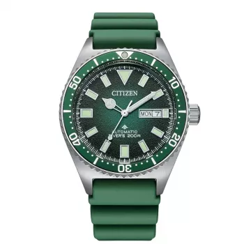 CITIZEN Herren Automatische Taucheruhr NY0121-09X 41mm Grünes Zifferblatt Kautschukband