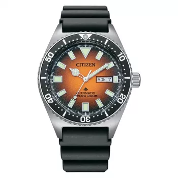 CITIZEN Herren Automatikuhr NY0120-01Z 41mm oranges Zifferblatt Polyurethan-Armband