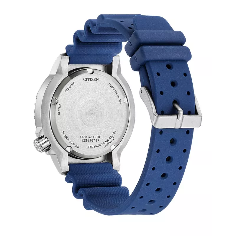 CITIZEN Promaster Diver Eco-Drive Herrenuhr BN0168-06L 44mm Blaues Zifferblatt Blaues Polyurethanband