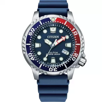 CITIZEN Promaster Diver Eco-Drive Herrenuhr BN0168-06L 44mm Blaues Zifferblatt Blaues Polyurethanband