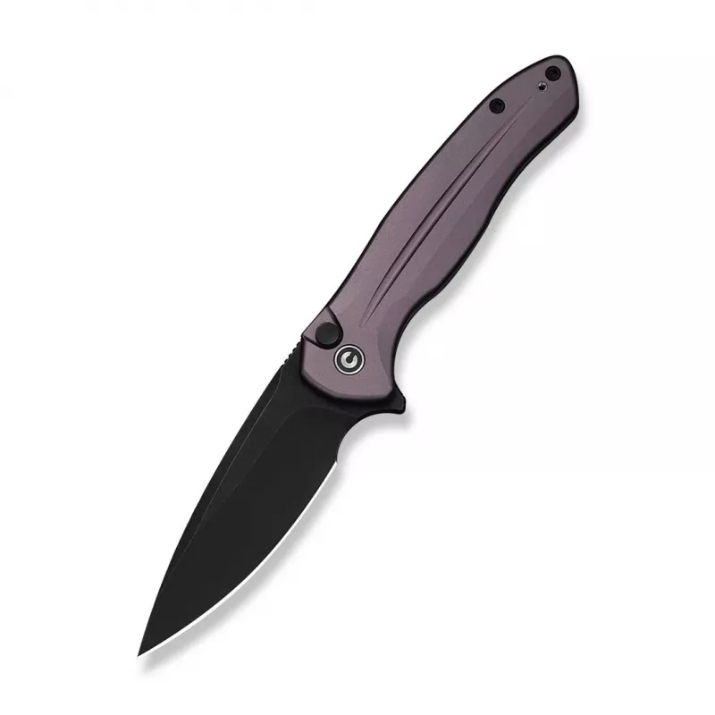 CIVIVI Button Lock Kitefin Folding Knife Purple Aluminum 14C28N