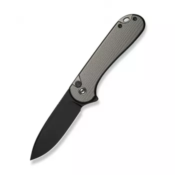 CIVIVI C18062PD-1 Nitro-V Drop Point Flipper Messer, schwarzer Aluminiumgriff, schwarze Stonewash-Klinge