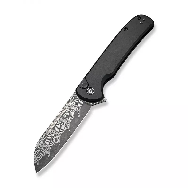 CIVIVI Chevalier II Klappmesser Schwarzer Aluminiumgriff Schwarze Damastklinge