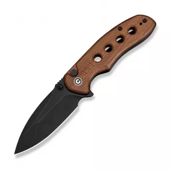 CIVIVI Triptych 14C28N Guibourtia-Holz Klappmesser, Drop-Point-Satin-Klinge, Liner Lock, umkehrbarer Clip