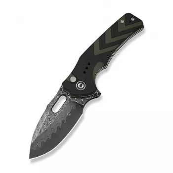 CIVIVI Vexron Damasteel Faltmesser mit G10 gefrästem Griff in Schwarz & Grün