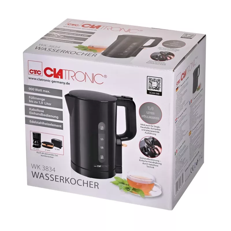 CLA WK 3834 Wasserkocher 1L 1100W Schwarz