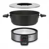 Cloer 6679 Elektrisches Fondue-Set 1000W Schwarz Edelstahltopf 8 Gabeln