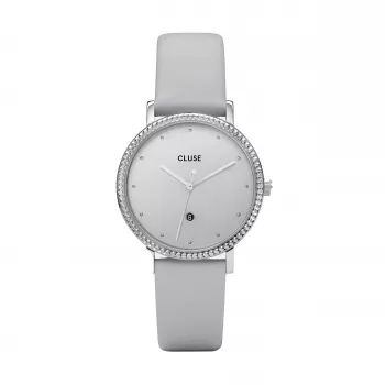 CLUSE Minuit Damenuhr 33 mm Roségold Edelstahl Graues Leder