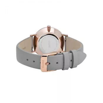 CLUSE Damenuhr CL30049 33 mm Roségold Edelstahlgehäuse graues Lederarmband