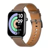 COLMI C28 Smartwatch – Schwarz + Braunes Lederarmband