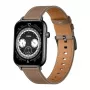 COLMI C28 Smartwatch – Schwarz + Braunes Lederarmband