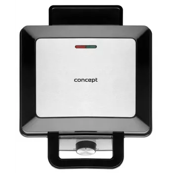 CONCEPT VF3060 Waffeleisen 1400 W, 2 quadratische Waffeln, antihaftbeschichtete herausnehmbare Platten, einstellbarer Thermostat, Schwarz/Edelstahl