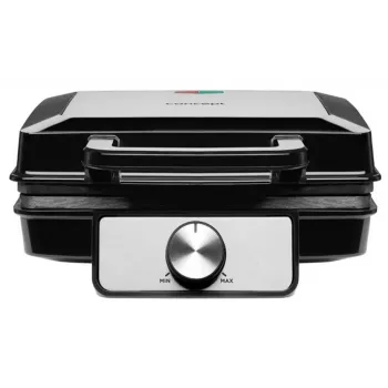 CONCEPT VF3060 Waffeleisen 1400 W, 2 quadratische Waffeln, antihaftbeschichtete herausnehmbare Platten, einstellbarer Thermostat, Schwarz/Edelstahl