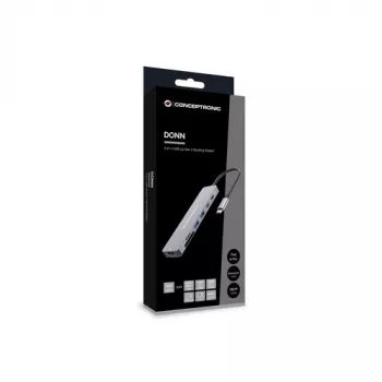 CONCEPTRONIC 7-in-1 USB-C Docking Station mit HDMI, USB-C PD, 2x USB-A, SD- & MicroSD-Kartenleser, 25 cm Kabel, Space Grey
