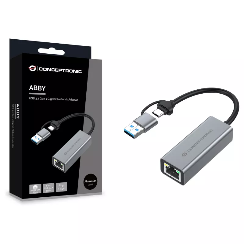 Conceptronic ABBY08G Gigabit USB 3.0 Netzwerkadapter