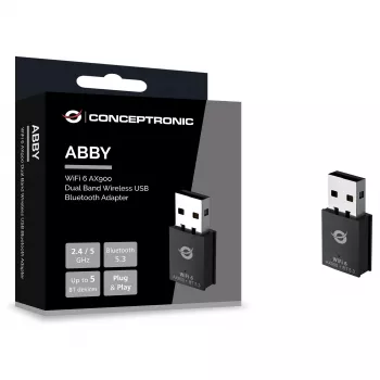 Conceptronic ABBY26B WiFi 6 AX900 Dual-Band USB & Bluetooth 5.3 Adapter