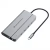Conceptronic DONN34G 10-in-1 USB 3.2 Gen 2 MST Dockingstation, 4K60Hz HDMI, 8K30Hz DisplayPort, GbE, USB-C 10Gbps x 3, USB-A 480Mbps x 2, Audio, 100W USB PD