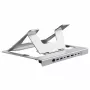 Conceptronic DONN35S Laptop-Ständer mit 7-in-1 USB-C Dockingstation, Dual-HDMI 4K60Hz, GbE, USB-C 5Gbps, 2x USB-A, 100W PD, Silber